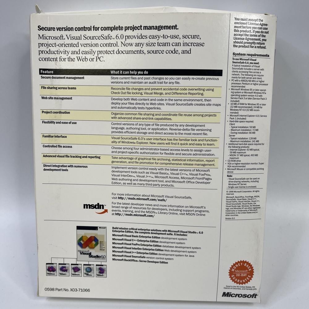 MICROSOFT VISUAL SOURCE SAFE 6.0 UPGRADE VERSION CONTROL SYSTEM