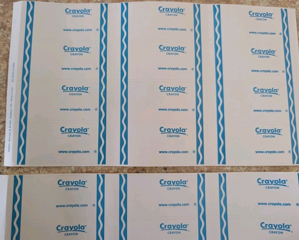 Crayola Crayon Wrappers New 2 Sheets