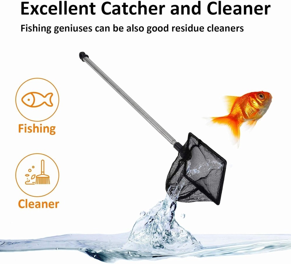 Durable 6-Inch Fine Mesh Aquarium Net with Extendable Handle for Easy Cleaning