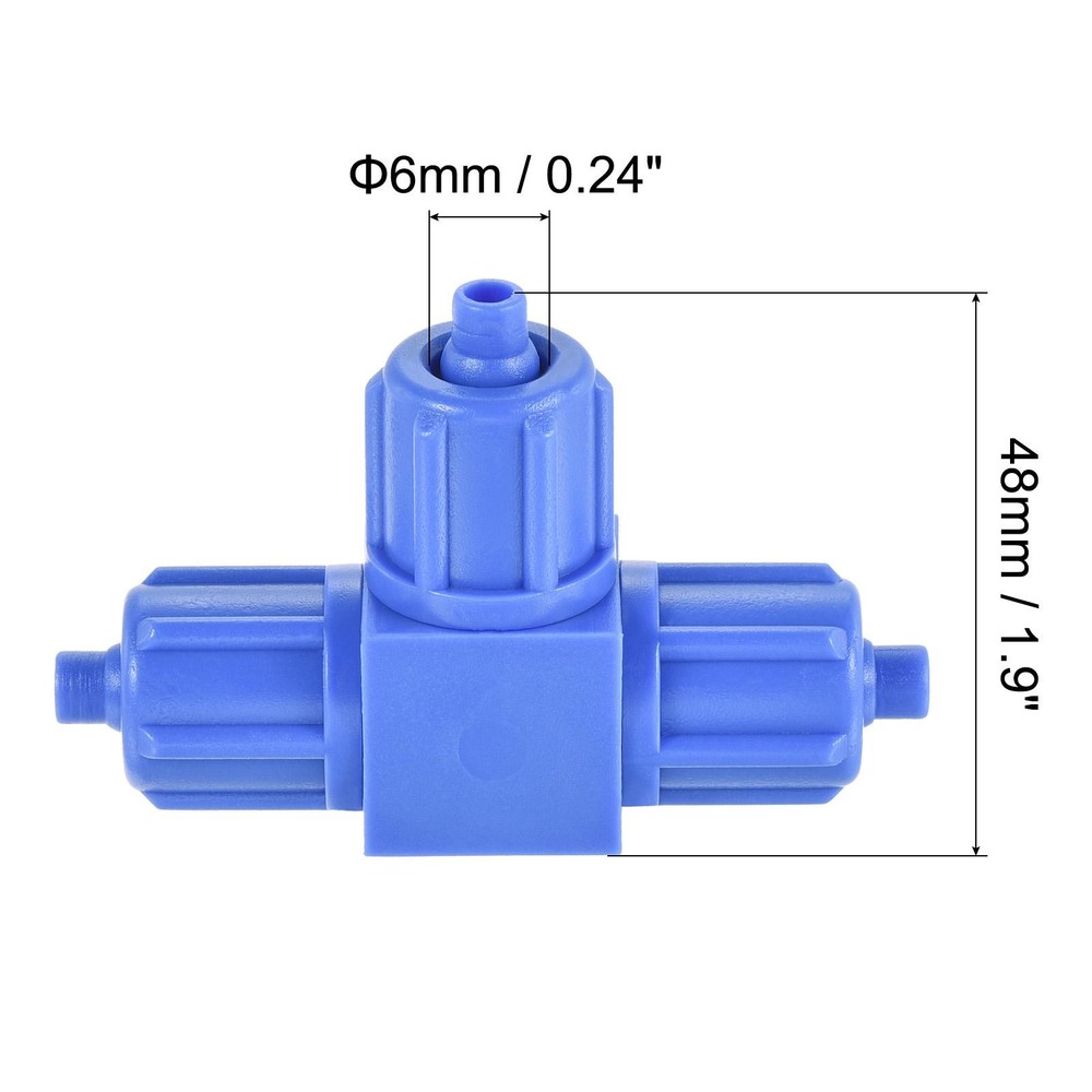 Compression Coupling 6mmx6mm OD Compression Tee Pipe Fittings Blue 2 Pack