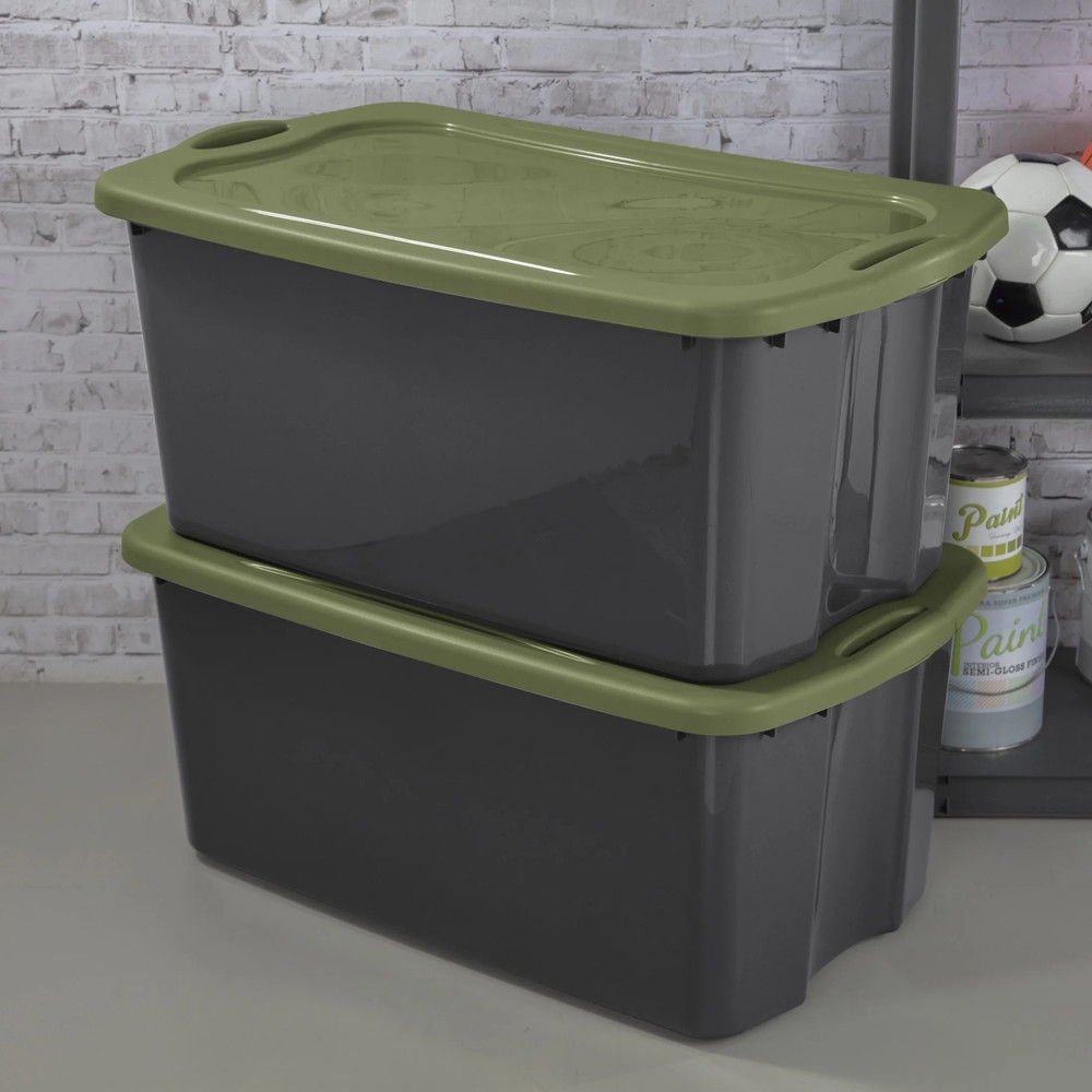 EZ Carry 30 Gallon Extra-Large Storage Bin, Plastic Storage Container with Full-