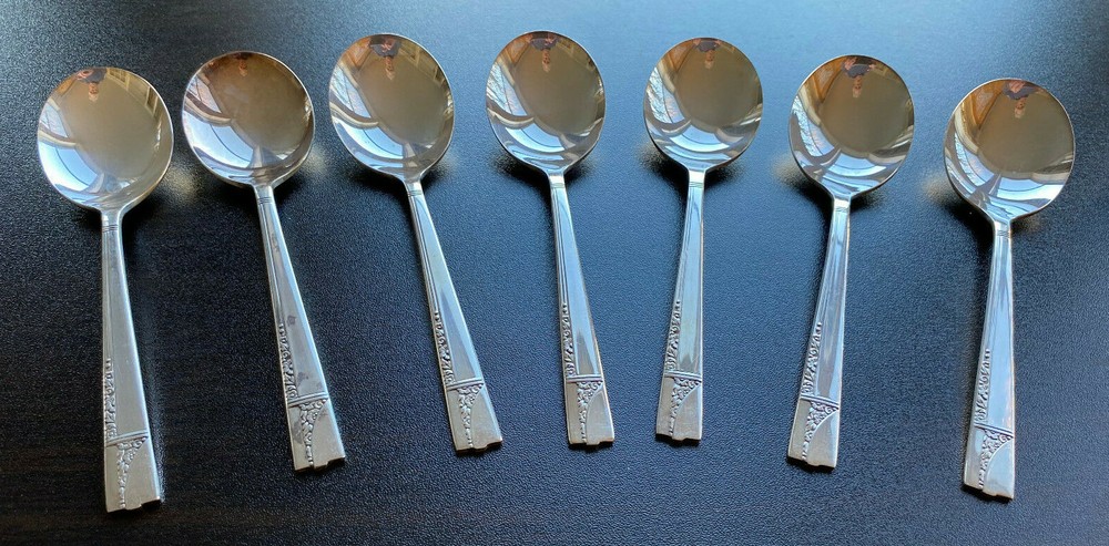 Nobility Plate Soup Spoons - Caprice Pattern (7)
