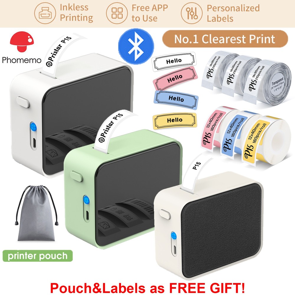 Phomemo Bluetooth Label Maker Portable Wireless Sticker Thermal Label Printer