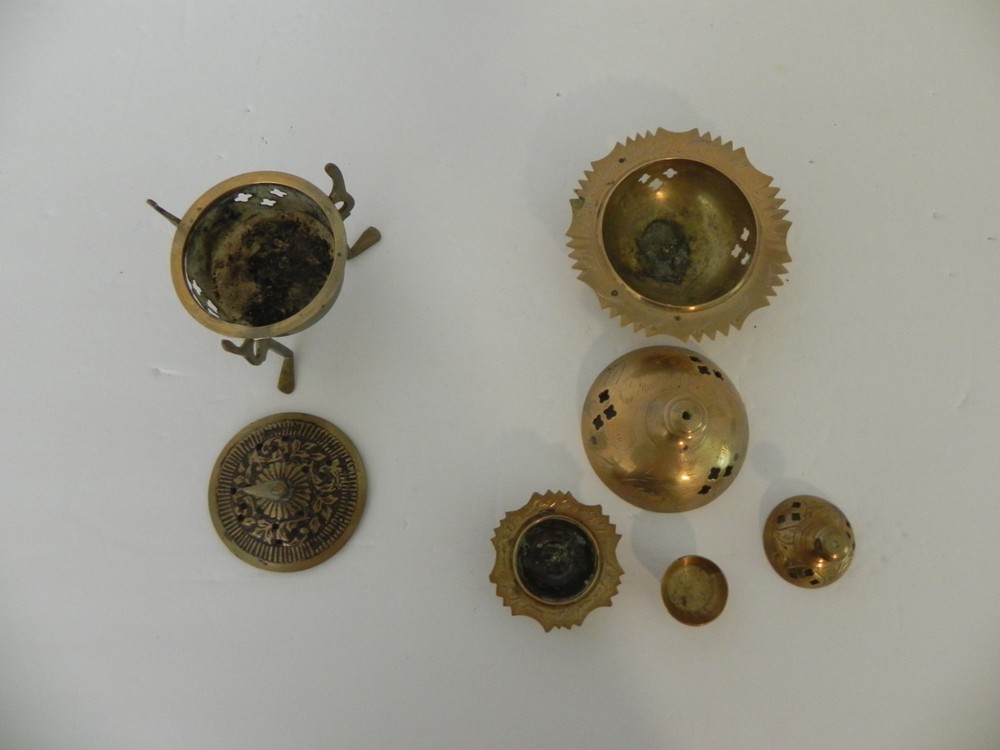 2 Vintage Solid Brass Incense Burners