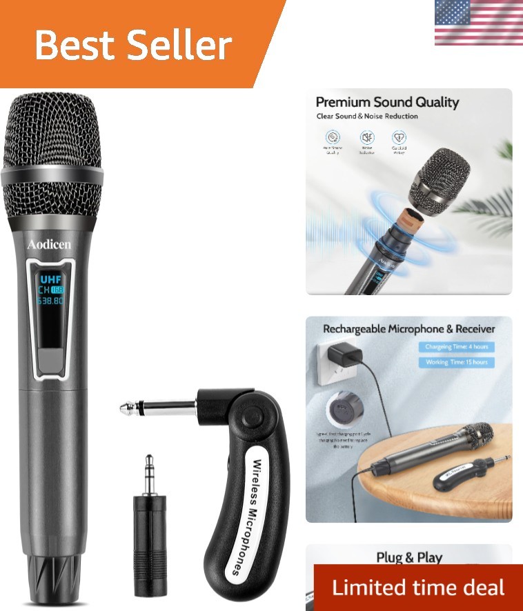 Wireless Karaoke Microphone, No Delay Handheld Microphone System with Recharg...