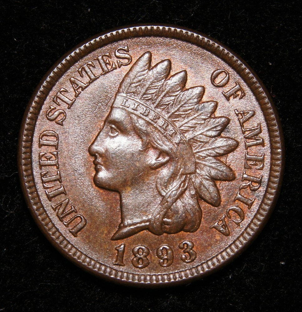 1893 Indian Head Cent, MS+++Brown Lustrus!