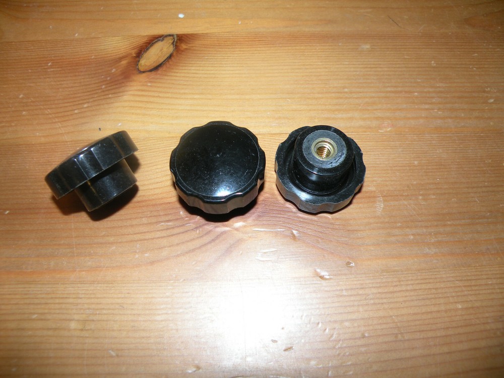 (3) Electronic Test Equipment Black Scalloped Knobs