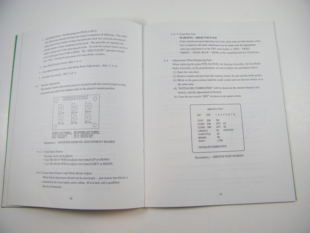 FINAL LAP TWO OPERATORS MANUAL, NAMCO AMERICA