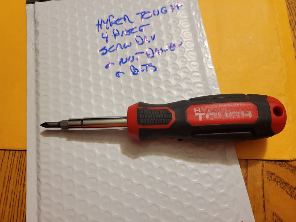 HYPER TOUGH 4 WAY SCREW DRIVER & NUT DRIVER W/ BITS NICE SET