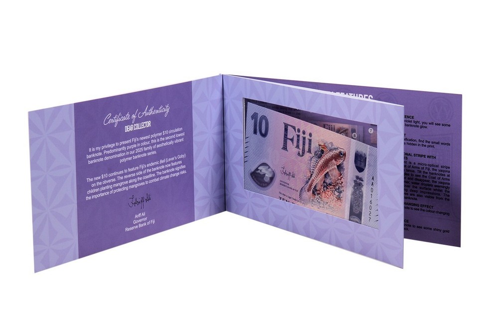 Fiji 10 Dollars, 2026 ND, P-126, UNC, Polymer, w/ Folder