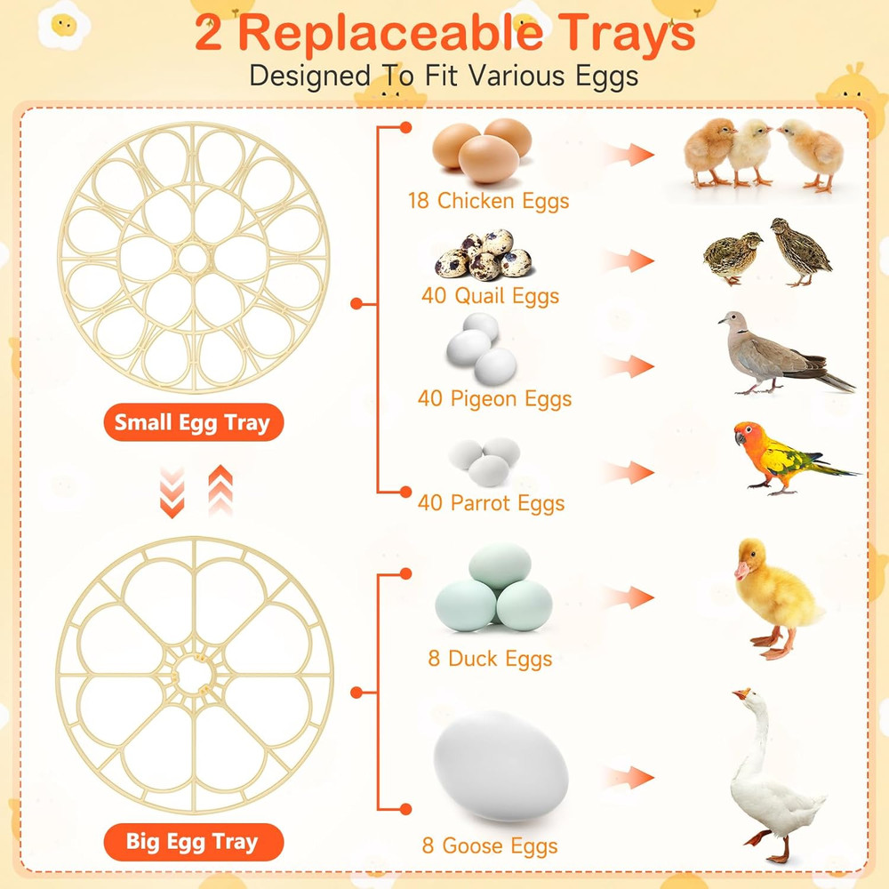 18 Egg Incubators for Hatching Eggs, Automatic Egg Turning and Humidity Control