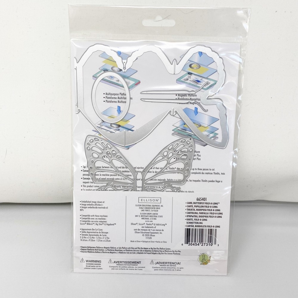 Sizzix Thinlits Butterfly Fold Along Card Jen Long Cutting Dies 665401 NEW