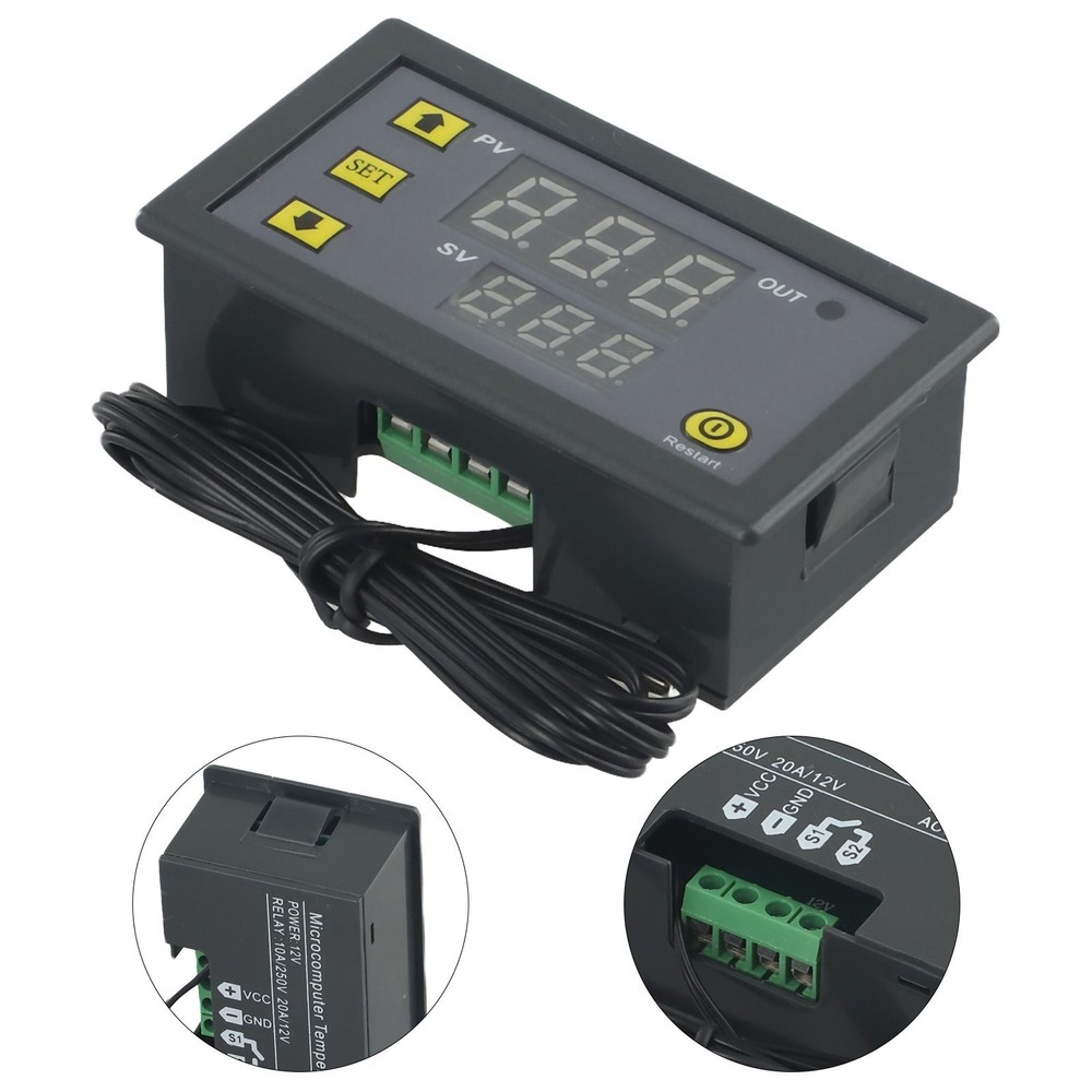 20A Digital Temperature Controller Thermostat Meter Temp Sensor Switch Red+Blue