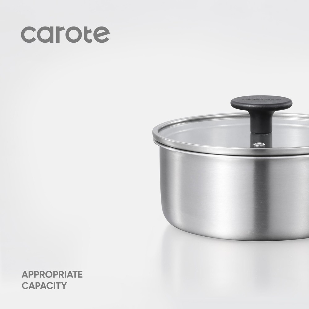 NIB Carote 4Pcs Stackable Saucepan Set Induction Ready Detachable Handle