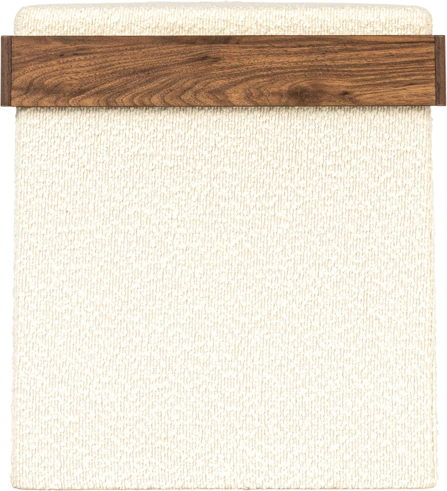Versatile Boucle Ottoman with Hidden Storage, Cream