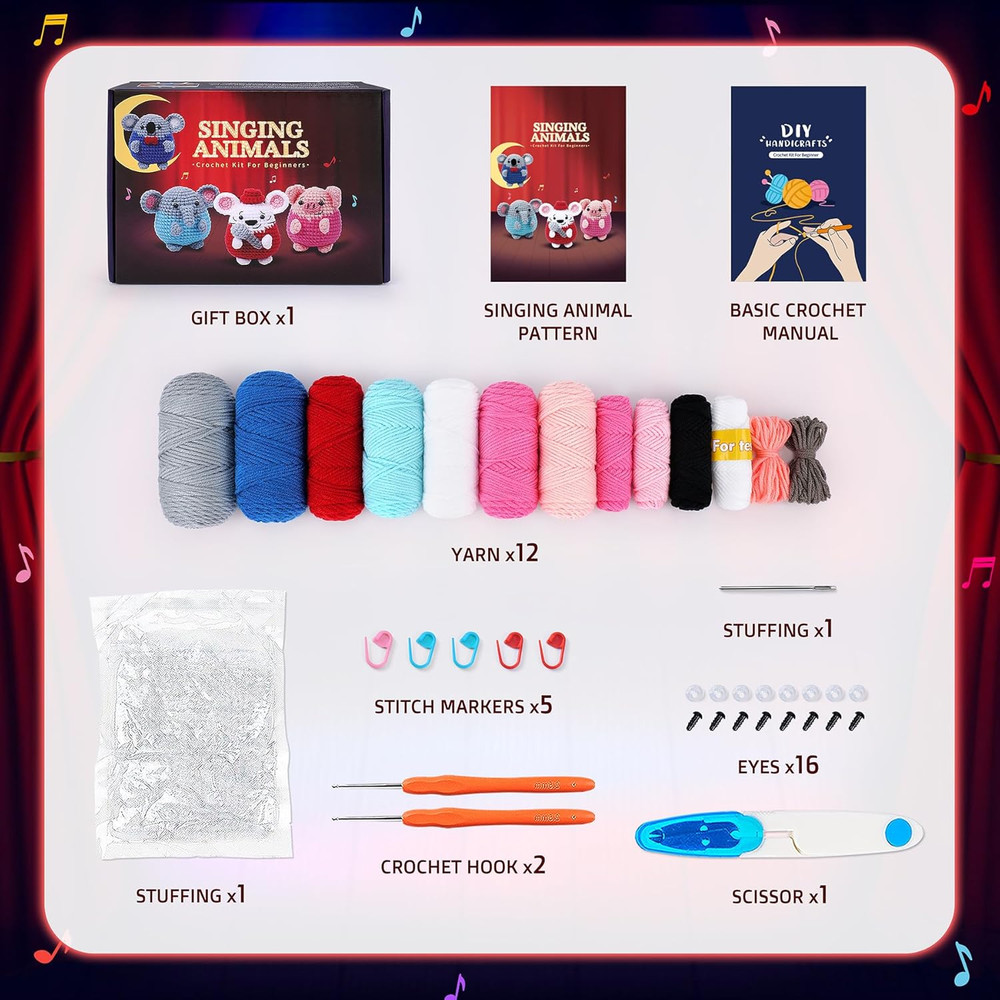 Crochet Kit for Beginners - 4 PCS Crochet Starter Kit with Step-by-Step Video Tu