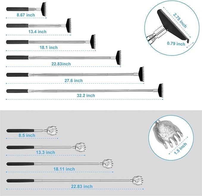 Oversized Back Scratcher Gift Set, 2 Pack, Portable Extendable Black-002pack