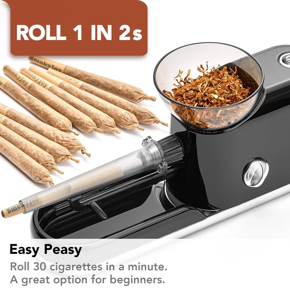 Cigarette Rolling Machine, Electric Pre Roll Automatic Preroll Black