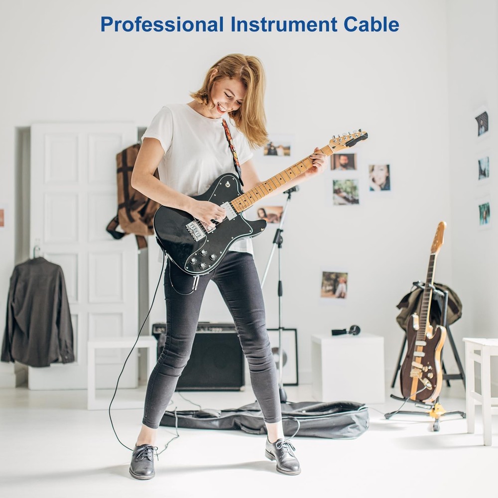 10Ft Electric Guitar Cord Instruments AMP Cable Right Angle Cord
