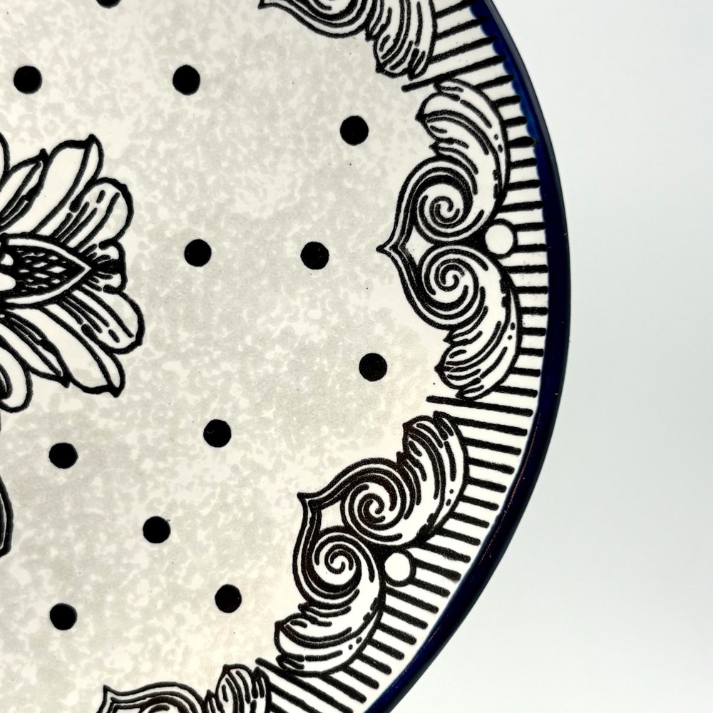 Spectrum Designz Platter Oval Black White Floral Scrollwork Design 2016