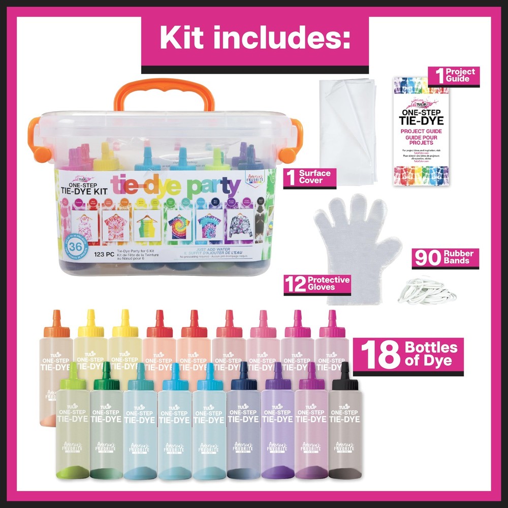 One-Step Tie-Dye Party Kit, Set of 123
