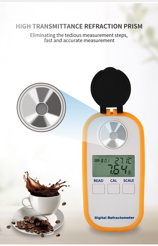 2-in-1 Auto Refractometer Coffee Hydrometer Brix TDS Concentration Meter Tester