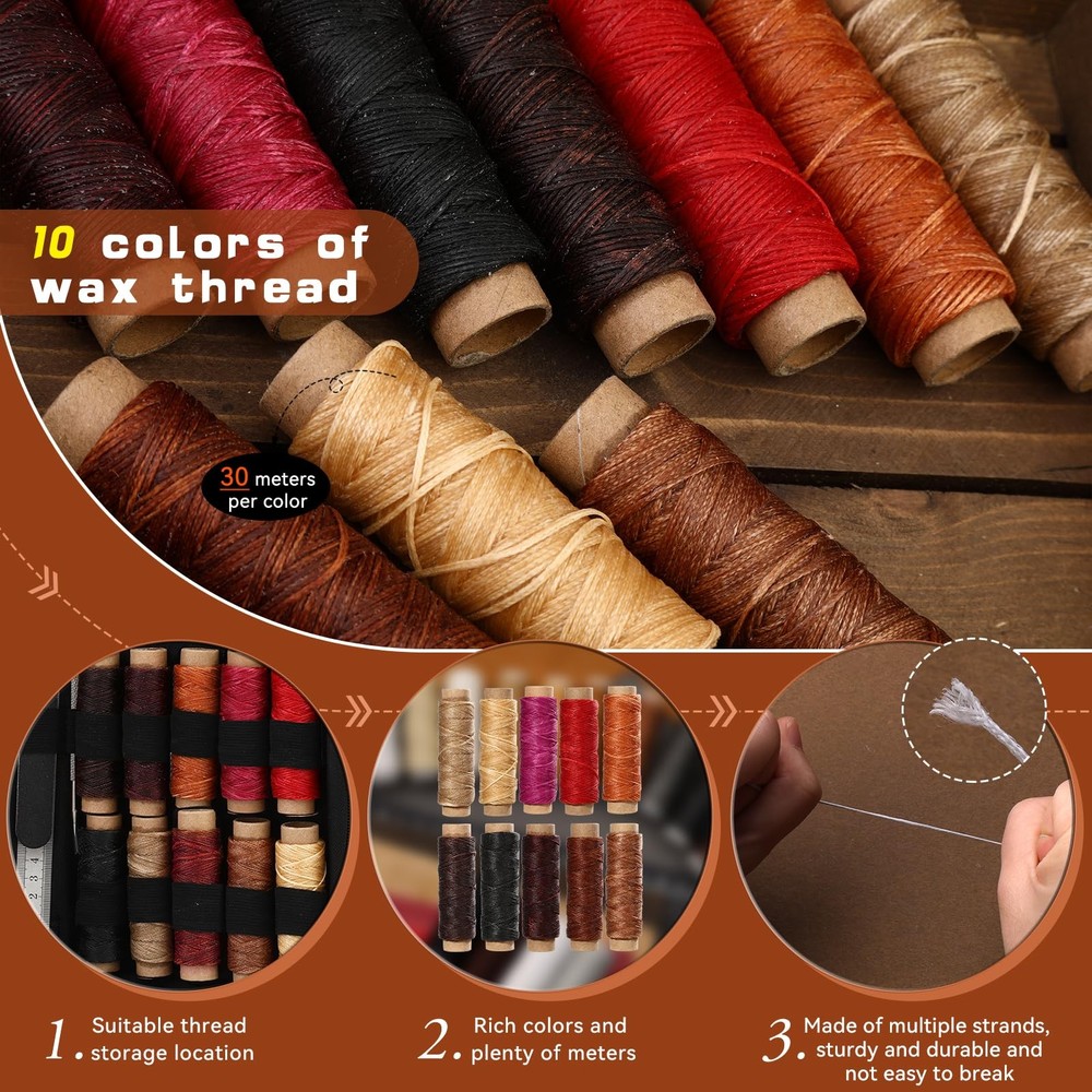 60 Pcs Leather Working Kit, Sewing, Craft Tools & Storage Bag