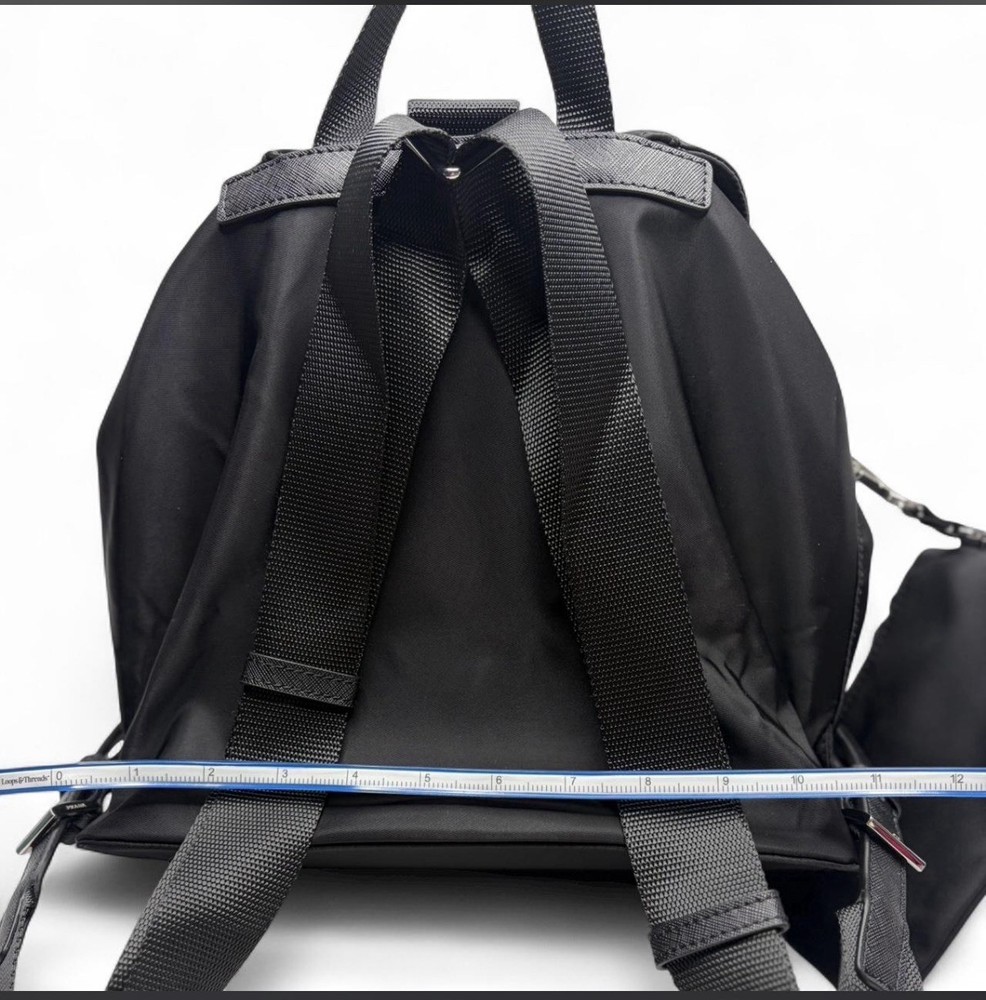 PRADA Black Backpack with Pouch Women's Designer Adjustable Strap