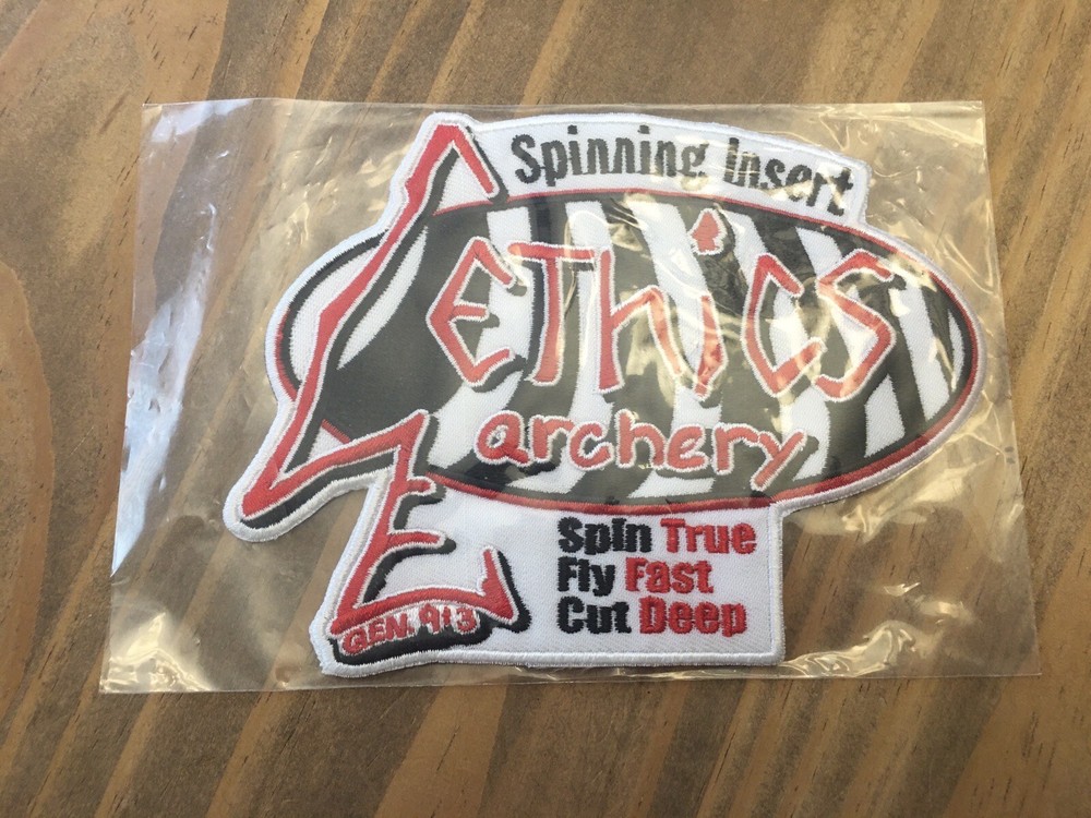 Ethics Archery Spinning Insert NOS IRON ON PATCH Bow Deer Hunting