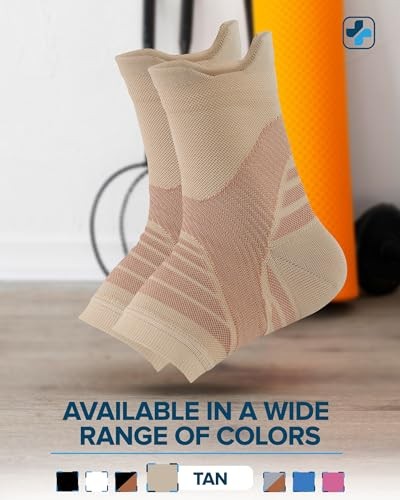 Copper Ankle Compression Sleeve - Toeless Compression Large Beige - 1 Pair