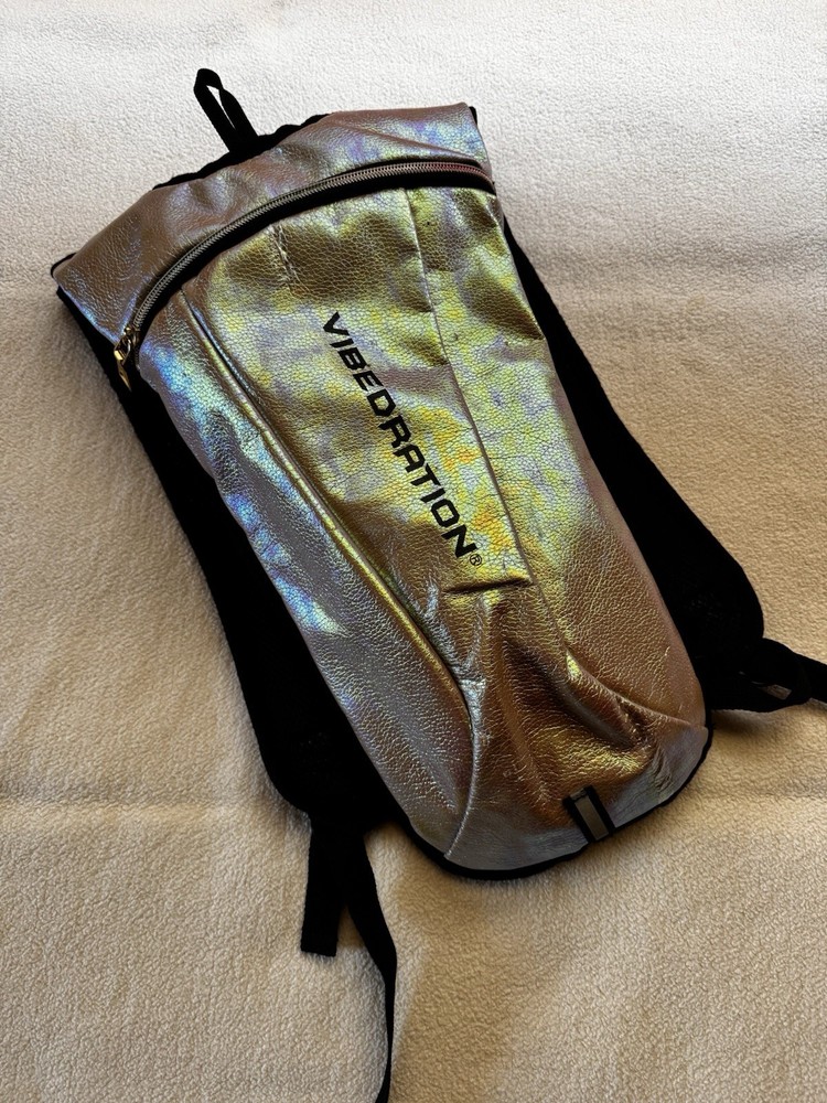 Vibedration Hydration Backpack Black Iridescent Lightweight Padded Straps