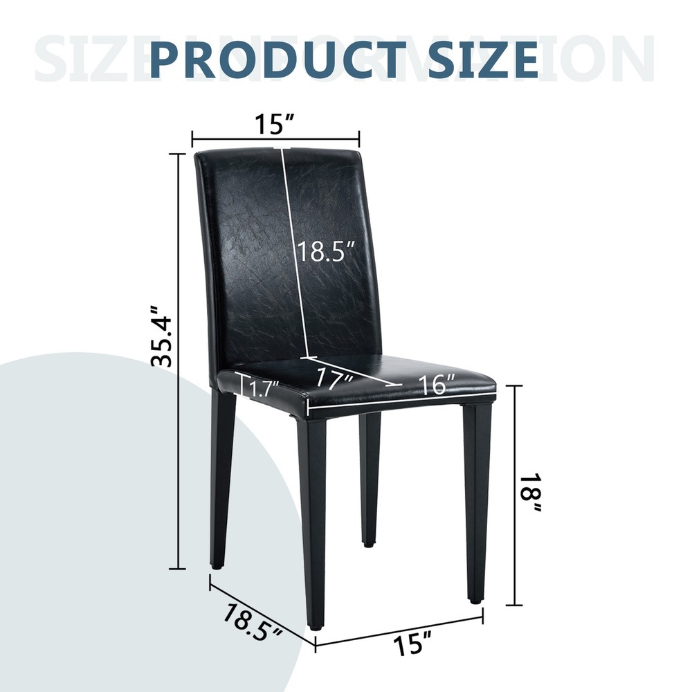 Two black PU dining chairs, simple and versatile, comfortable and accompanied.