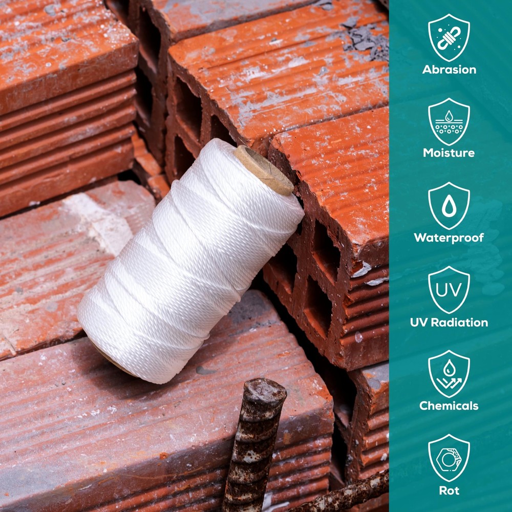 Mason Line String 1.3mm Thick Twisted Polypropylene – Durable 393 Ft, White