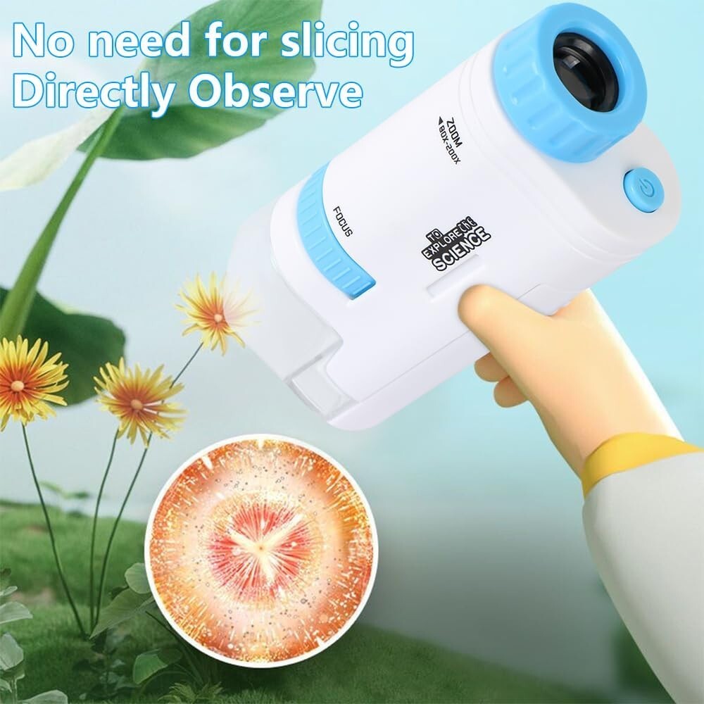 Pocket Handheld Miniscope 80X-200X Portable Microscope with LED Light for Learn