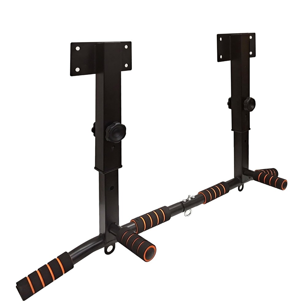 BESTHLS Joist Mounted Pull Up Bar 4 Level Height Adjustable Ceiling Black