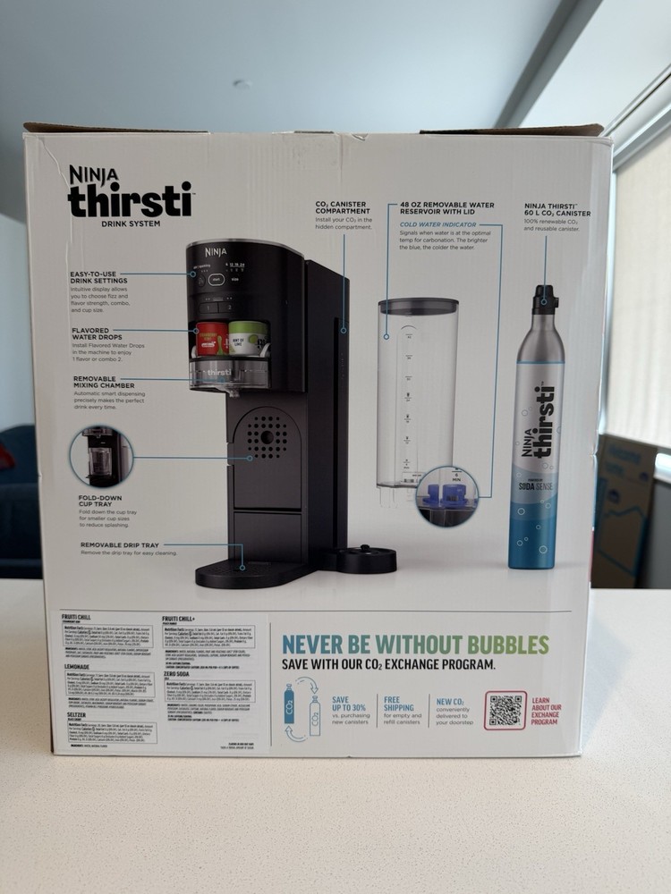 Ninja Thirsti Drink System Sparkling & Still Beverage Maker Black