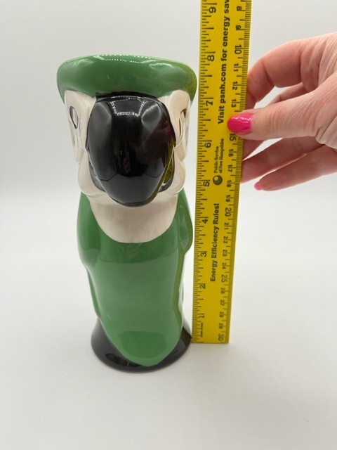 Green Parrot 7 3/4" Vase No Chips Or Cracks