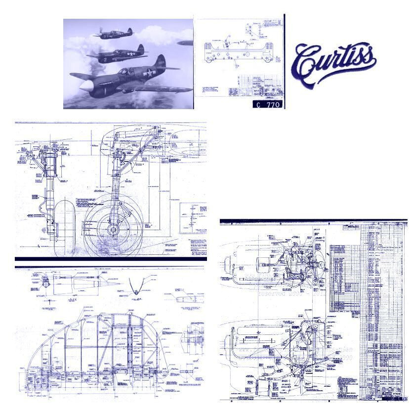 P-40 Curtiss Warhawk Tomhawk Aircraft Engineering Plan Blueprints 1940's RARE