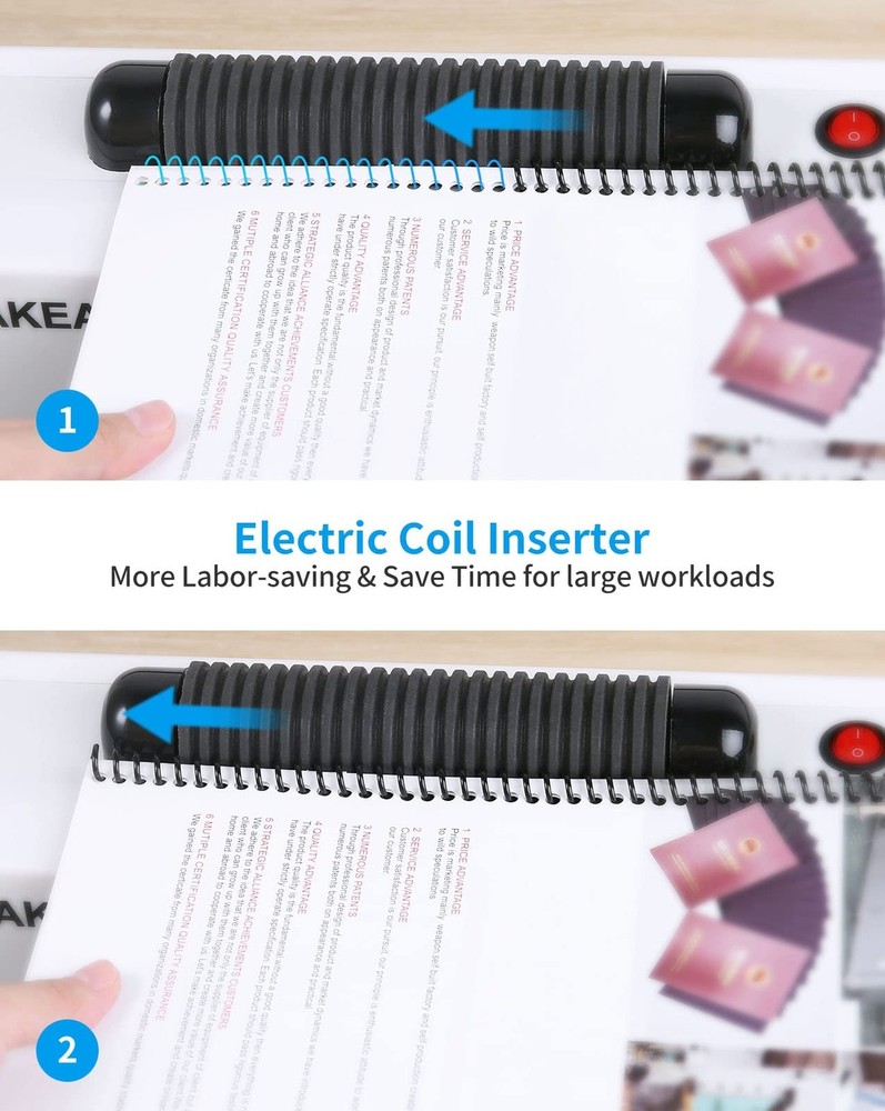 MAKEASY Coil Spiral Binding Machine - Manual Hole Punch - Electric Coil Inser...