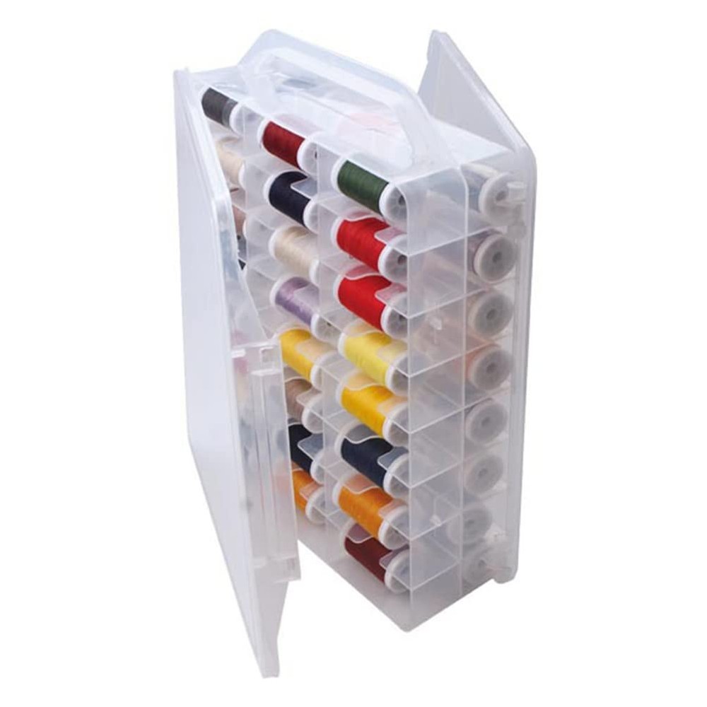 Chemlliy 46 Grids Sewing Organizer, Double Sided Thread Box Storage, Portable...