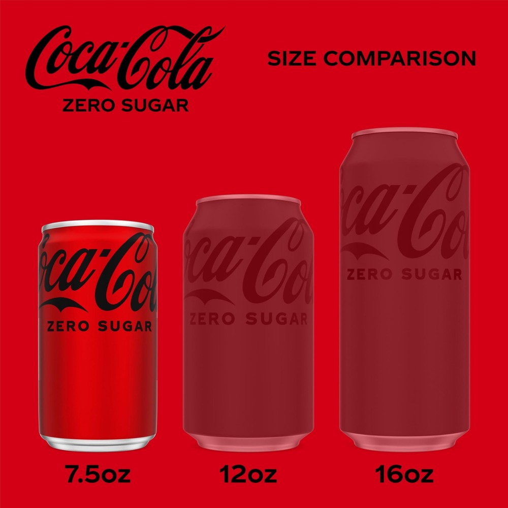 Coke Zero Sugar Refreshing MiniCan, Kosher, 7.5 fl oz 6 Pack Package May Vary
