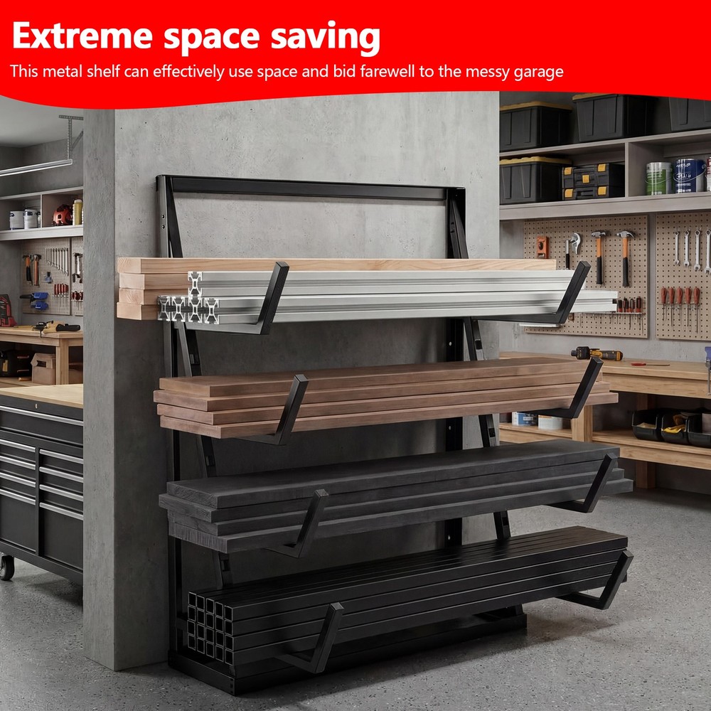 2000LBS 4-Tier Floor Standing Horizontal Storage Rack for Lumber/Pipe Adjustable