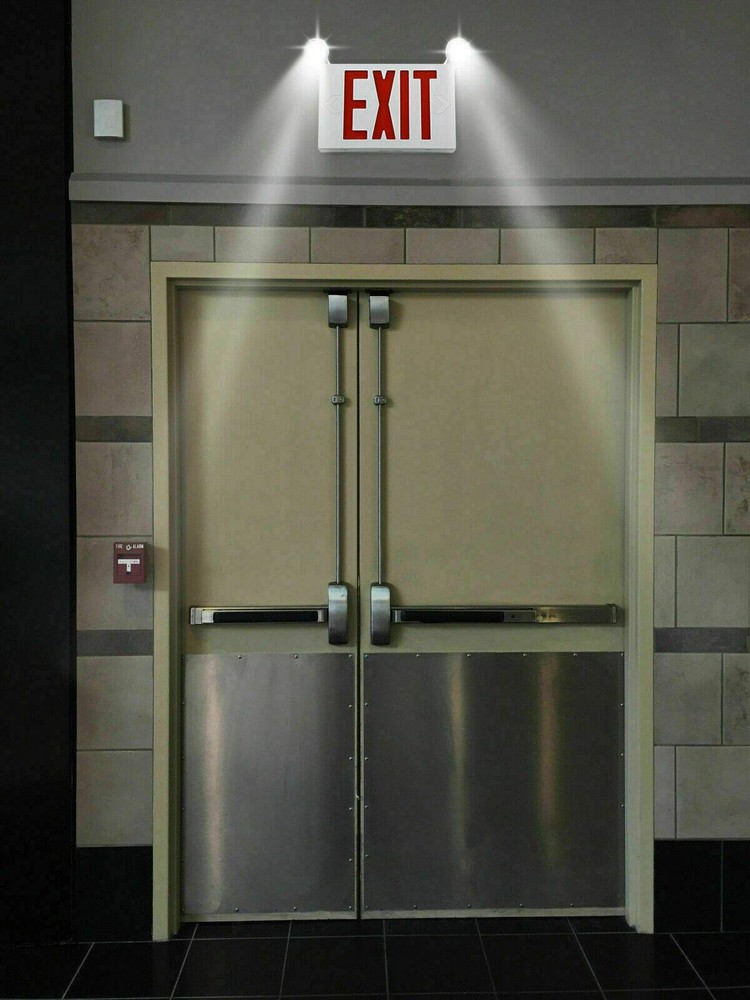 LED Exit Sign with Emergency Lights, Battery Backup, Double Sided, Hardwired ...