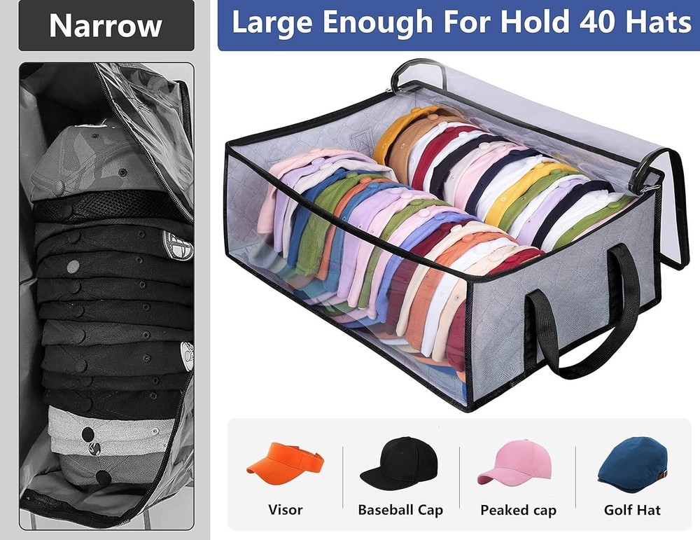 Baseball Cap Organizer with Clear View - Space Saving Storage Solution