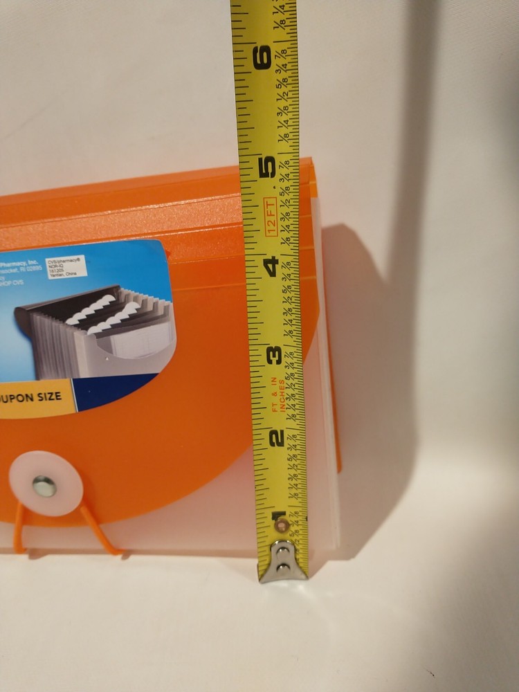 Caliber Expanding File, Plastic, 13 Pockets Coupon Size Orange & clear 7"x 5"