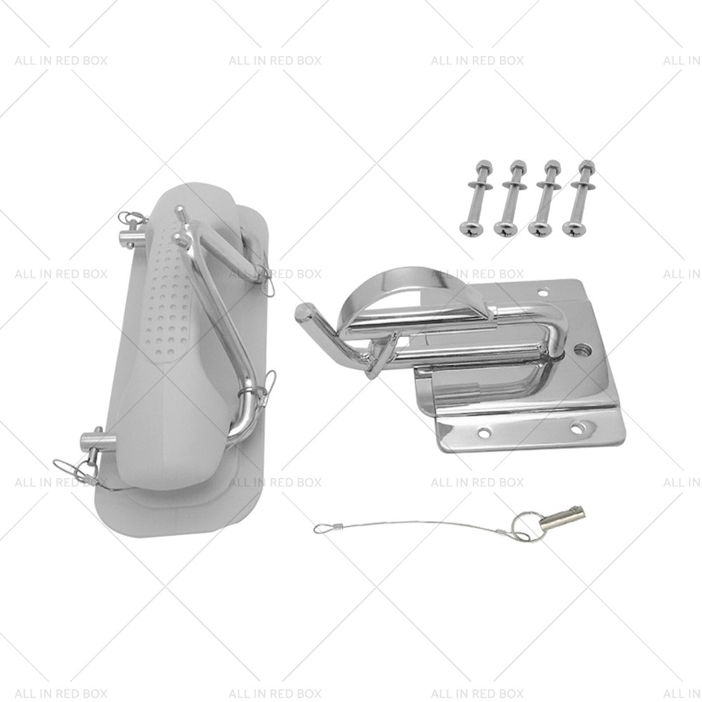 Stainless Steel Boat Insta-Lock Snap Quick Davits Set With Handle Pad