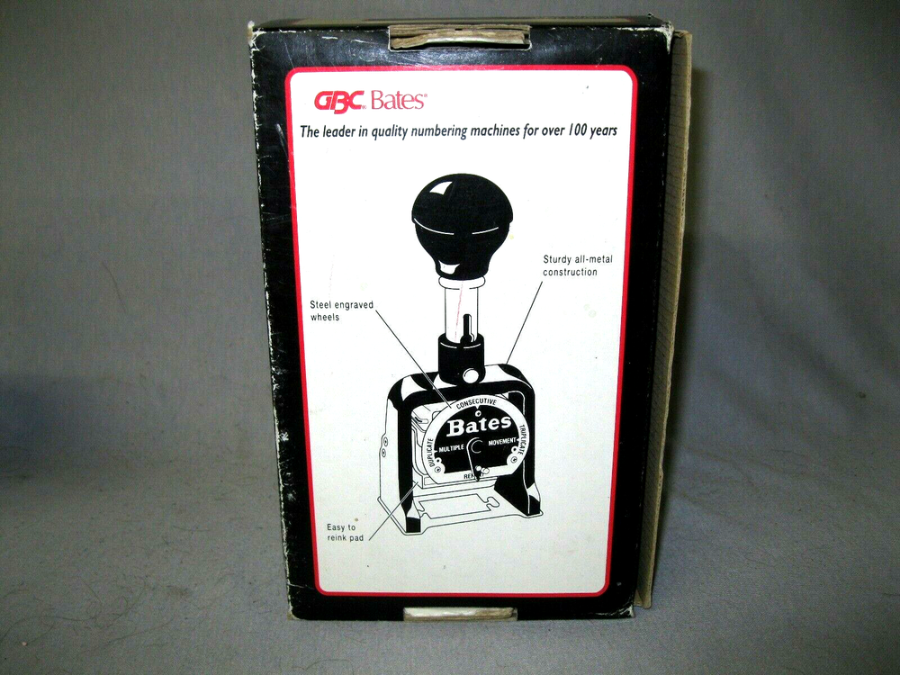 GBC Bates numbering machine in original box
