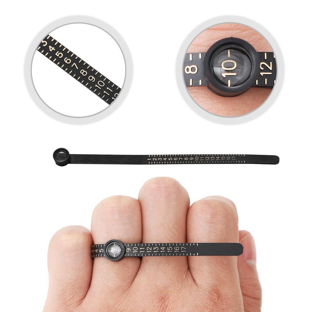 King Will Ring Sizer Reusable Measuring Sizing Tool with Black & Gold