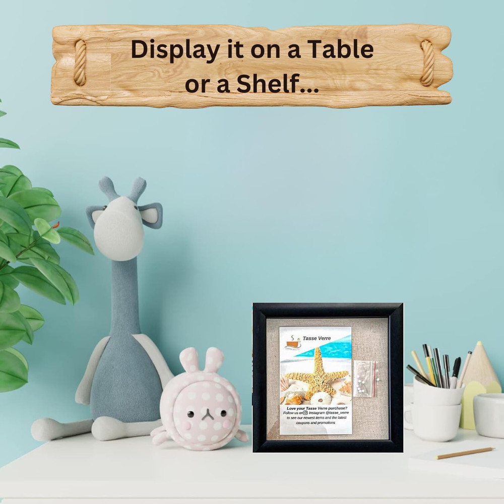 8x8 Black Display Shadow Box (2-Pack) Frame w/Linen Background and 16 Stick Pins