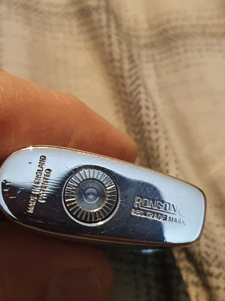 Ronson Varaflame Comet Cigarette Lighter metallic horizontal stripes serviced